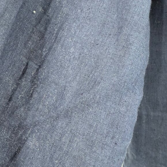 Abigail Zwaans Palm Beach 100% Linen Button-Up Shirt In Marine Blue Size S - Picture 6 of 9